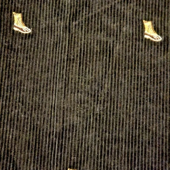 Embroidered Boots Patch on Striped Fabric